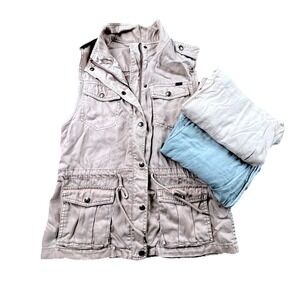 Bundle‎ of 3: Max Jeans Utility Safari Vest M + 2 s.Oliver Viscose Blouses 38